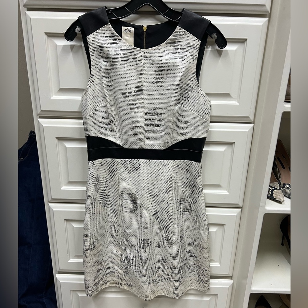 Ali Ro Tweed & Leather Mini Dress